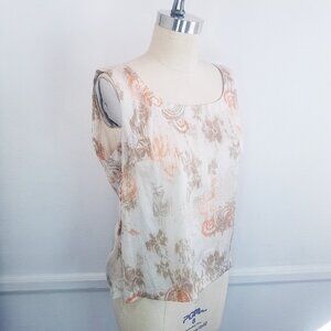 🌸St John | Floral Silk Sleeveless Top, size‎ M
